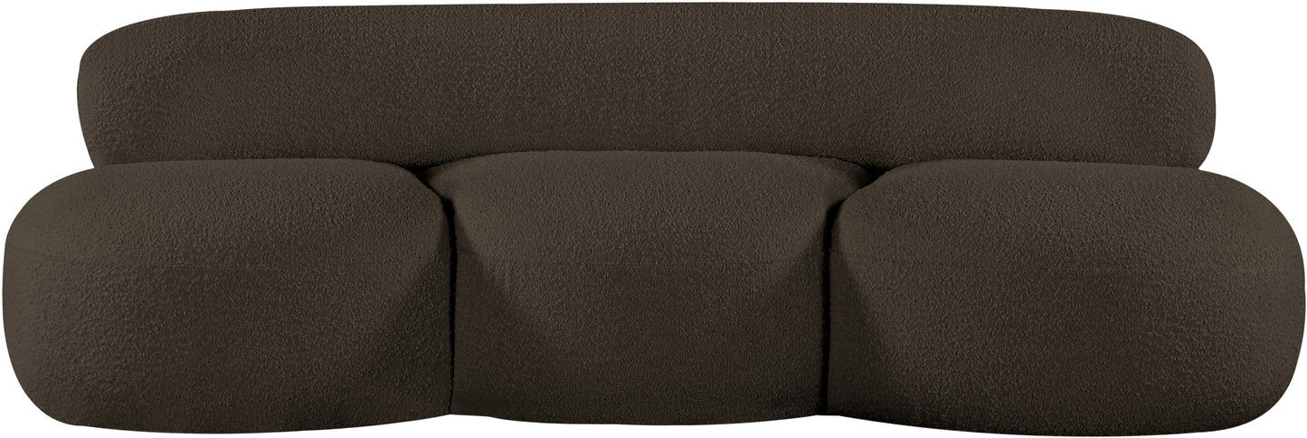 milan brown boucle fabric loveseat l