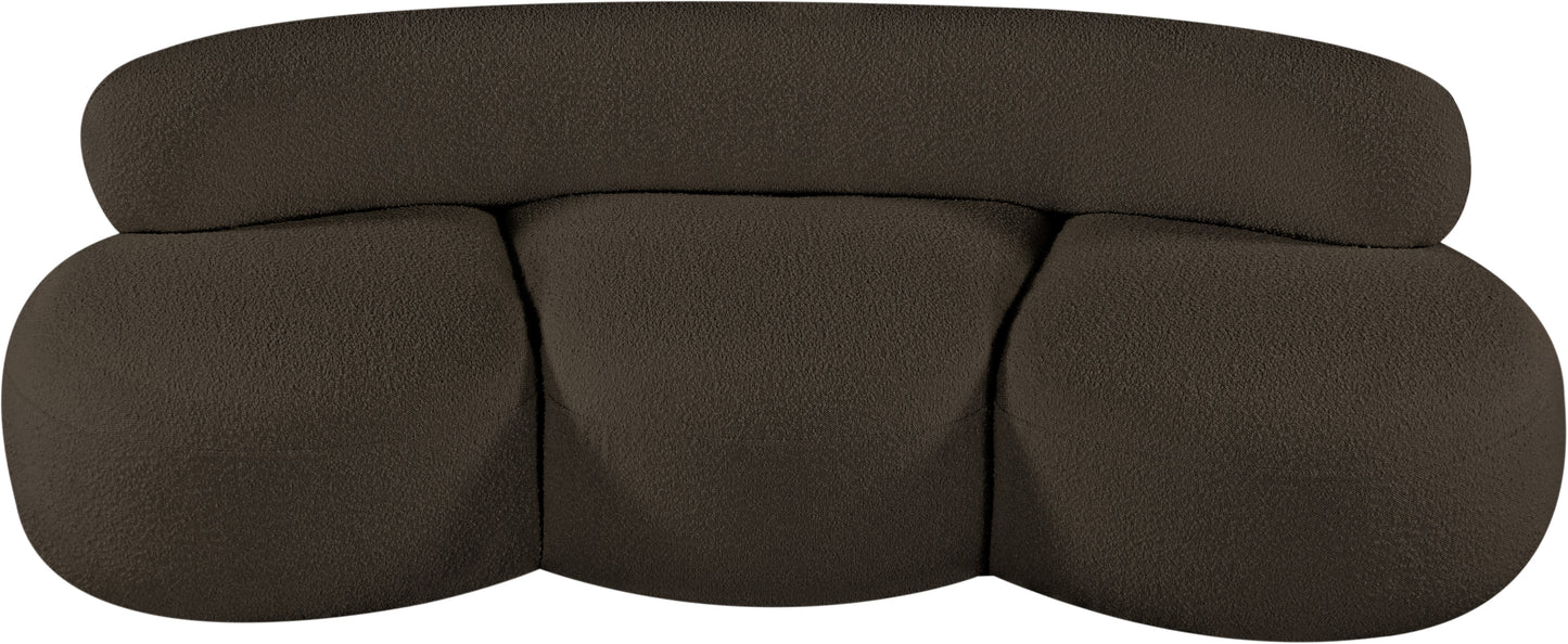 milan brown boucle fabric loveseat l