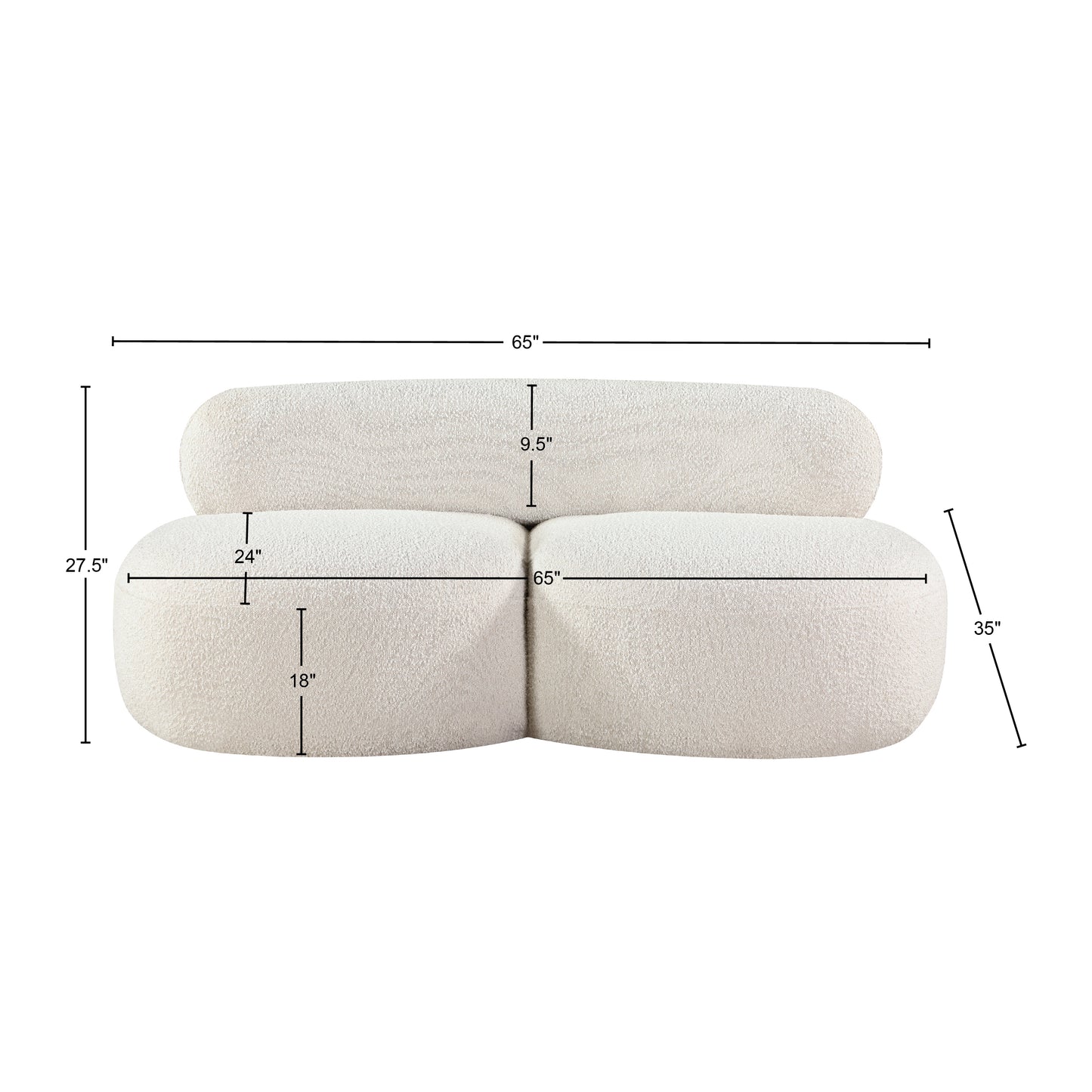 milan cream boucle fabric loveseat l