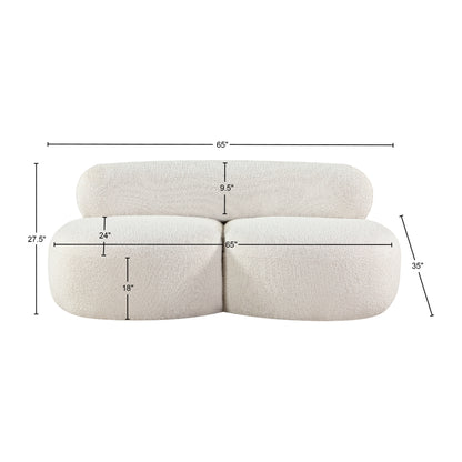 Milan Cream Boucle Fabric Loveseat L