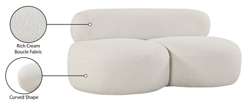Milan Cream Boucle Fabric Loveseat L