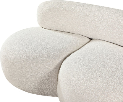 Milan Cream Boucle Fabric Loveseat L