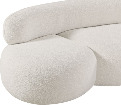 Milan Cream Boucle Fabric Loveseat L