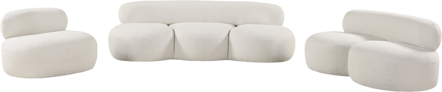 milan cream boucle fabric loveseat l