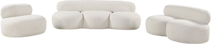 Milan Cream Boucle Fabric Loveseat L