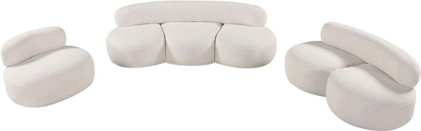 milan cream boucle fabric loveseat l