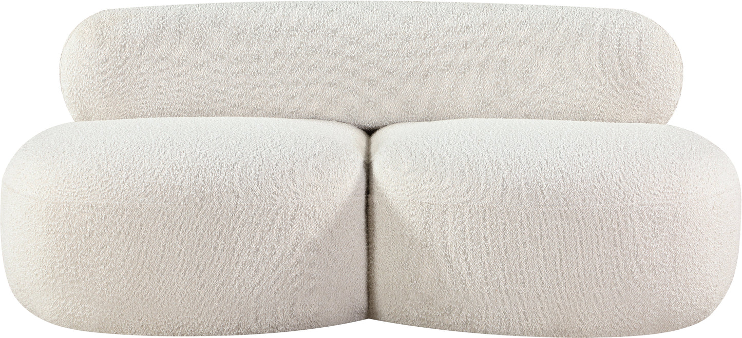 milan cream boucle fabric loveseat l