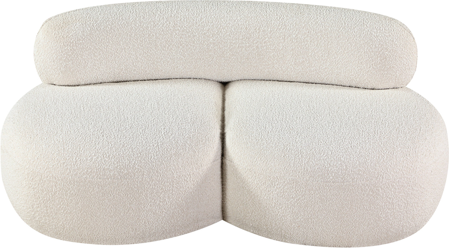 milan cream boucle fabric loveseat l