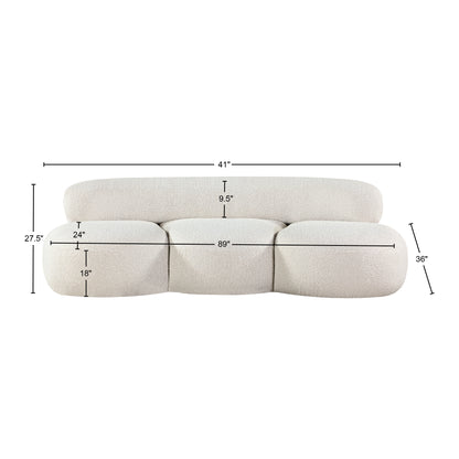 Milan Cream Boucle Fabric Sofa S