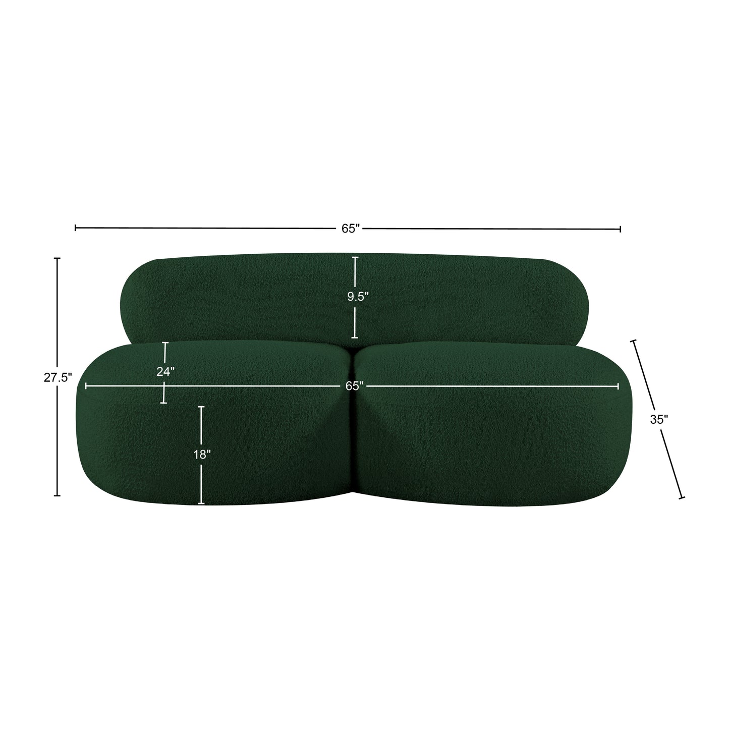 milan green boucle fabric loveseat l