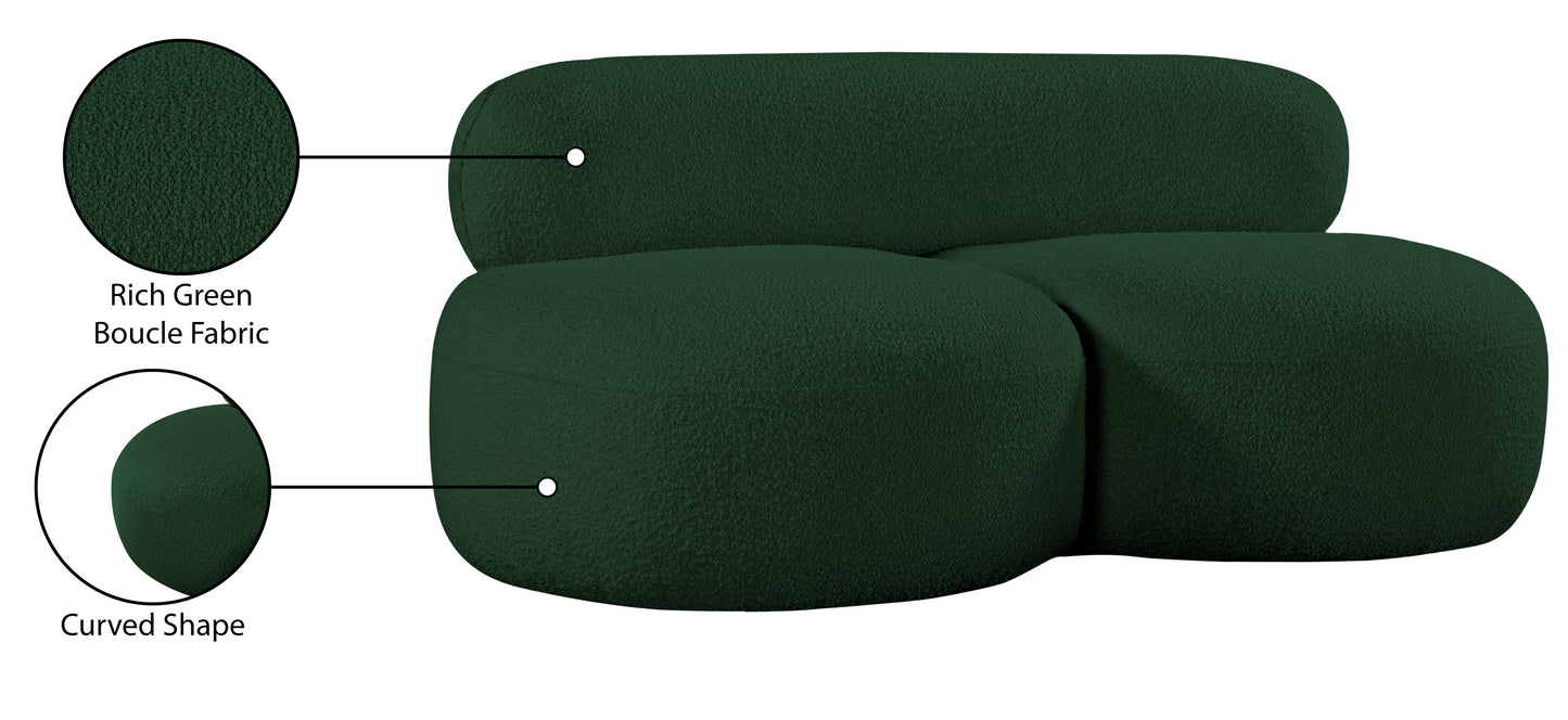 milan green boucle fabric loveseat l