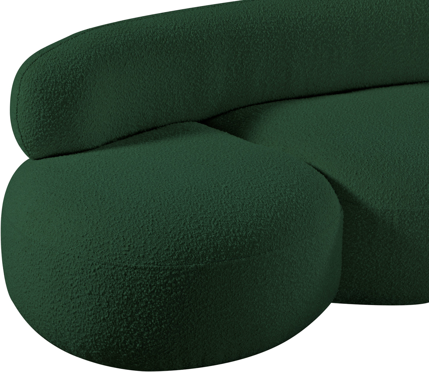 milan green boucle fabric loveseat l