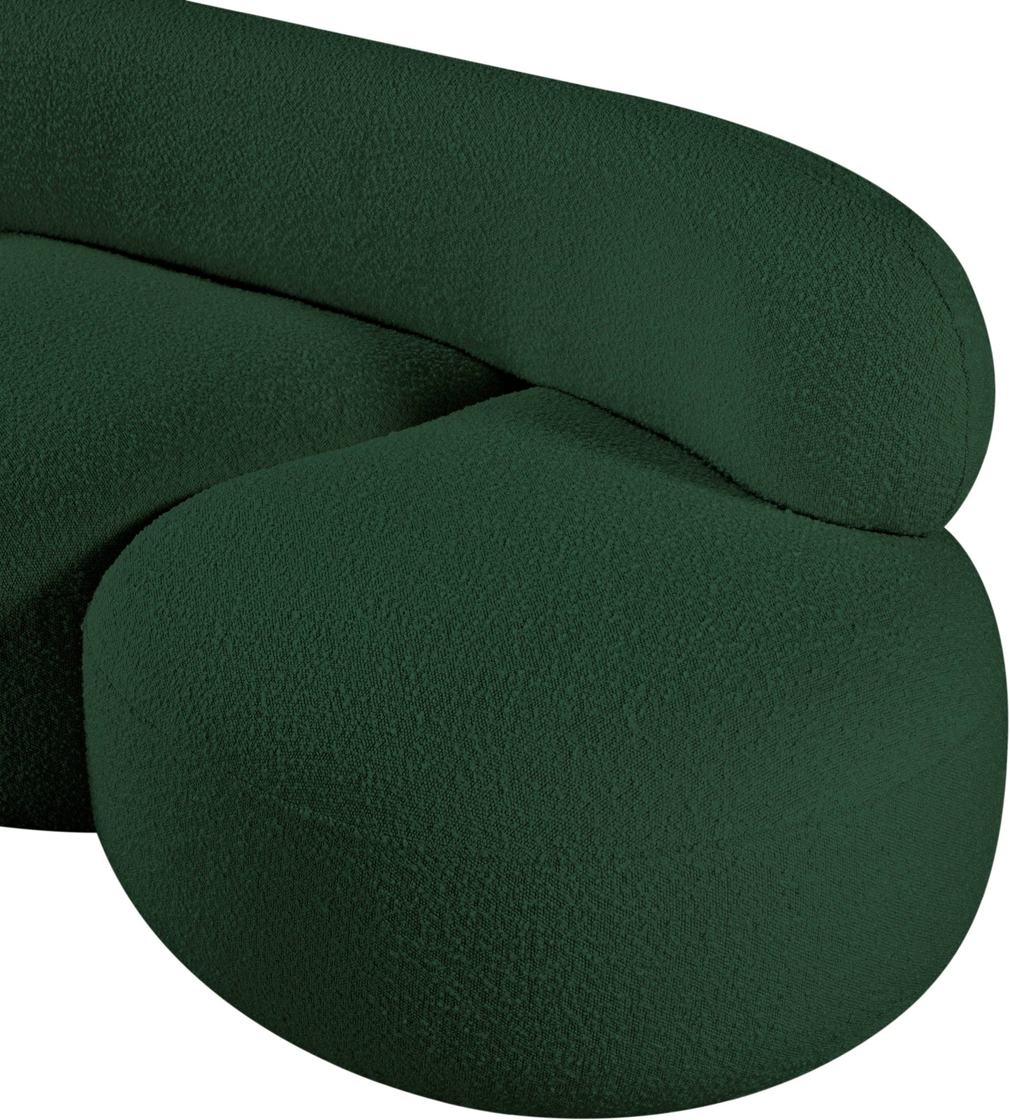 milan green boucle fabric loveseat l