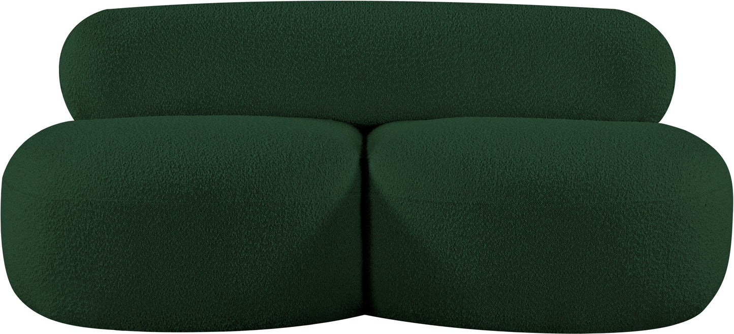 milan green boucle fabric loveseat l