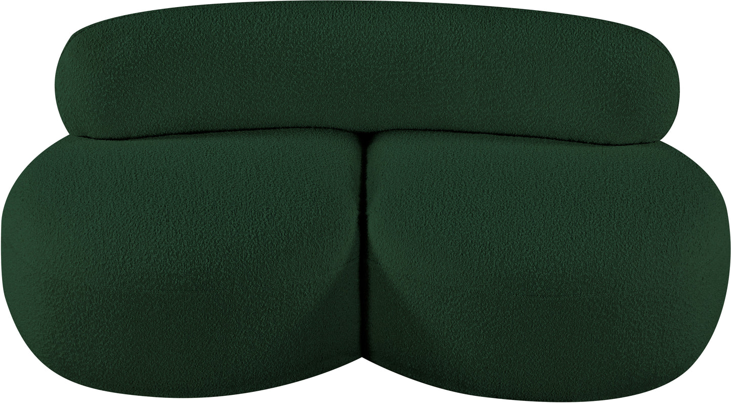 milan green boucle fabric loveseat l