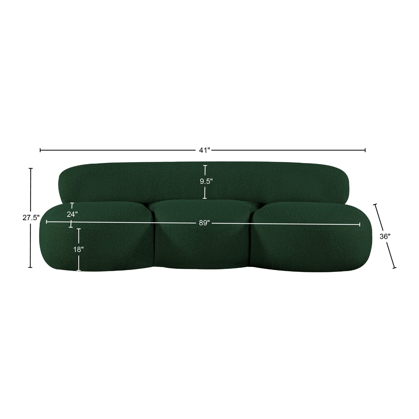 milan green boucle fabric sofa s