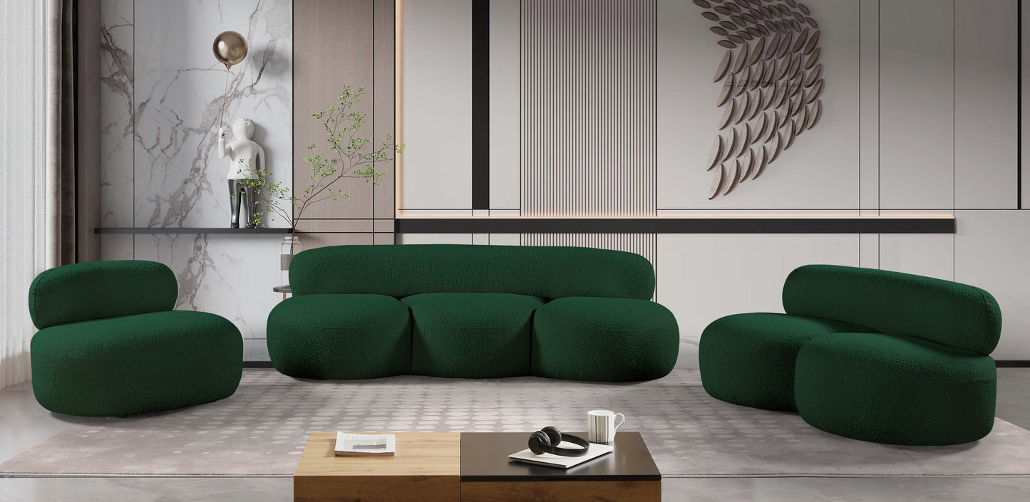 milan green boucle fabric sofa s