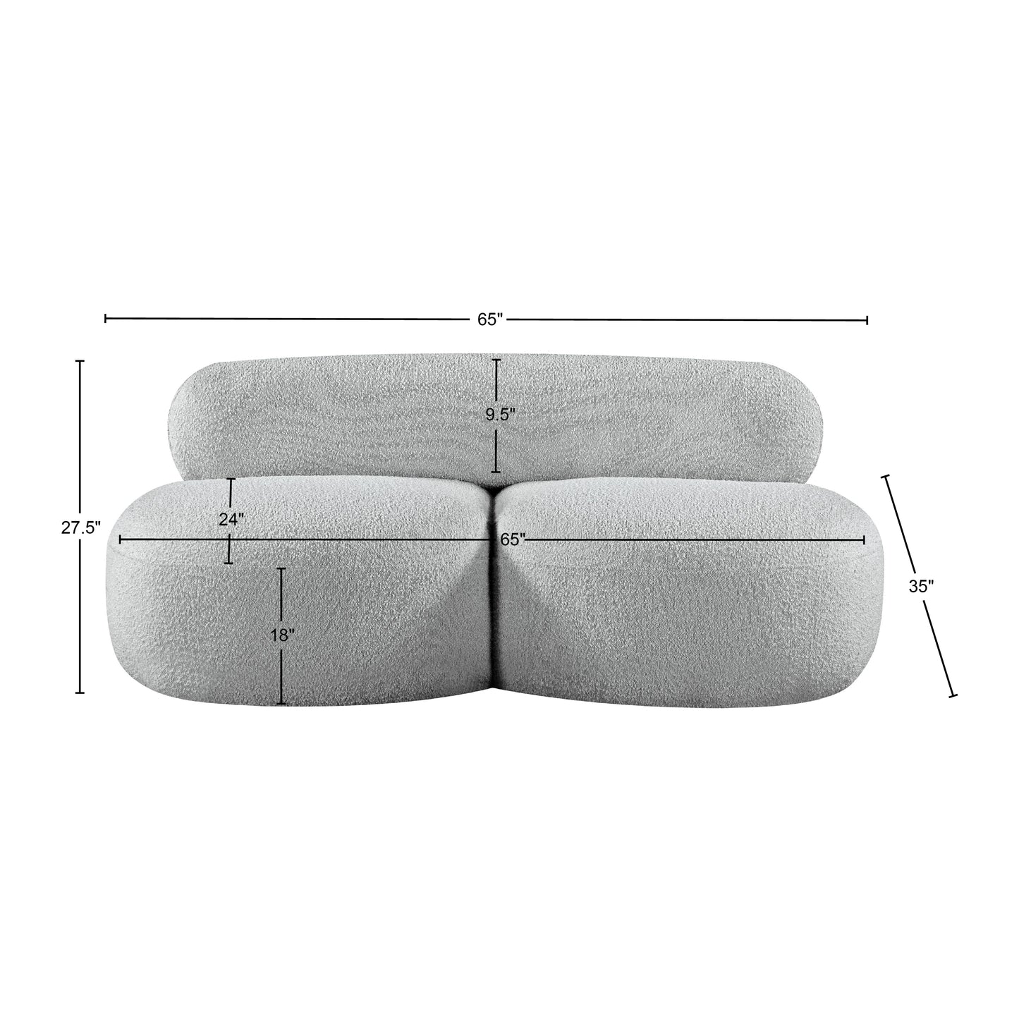 milan grey boucle fabric loveseat l