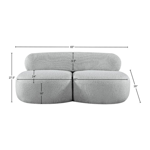 Milan Grey Boucle Fabric Loveseat L