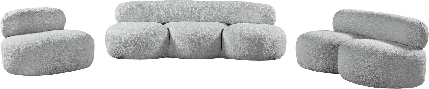 milan grey boucle fabric loveseat l