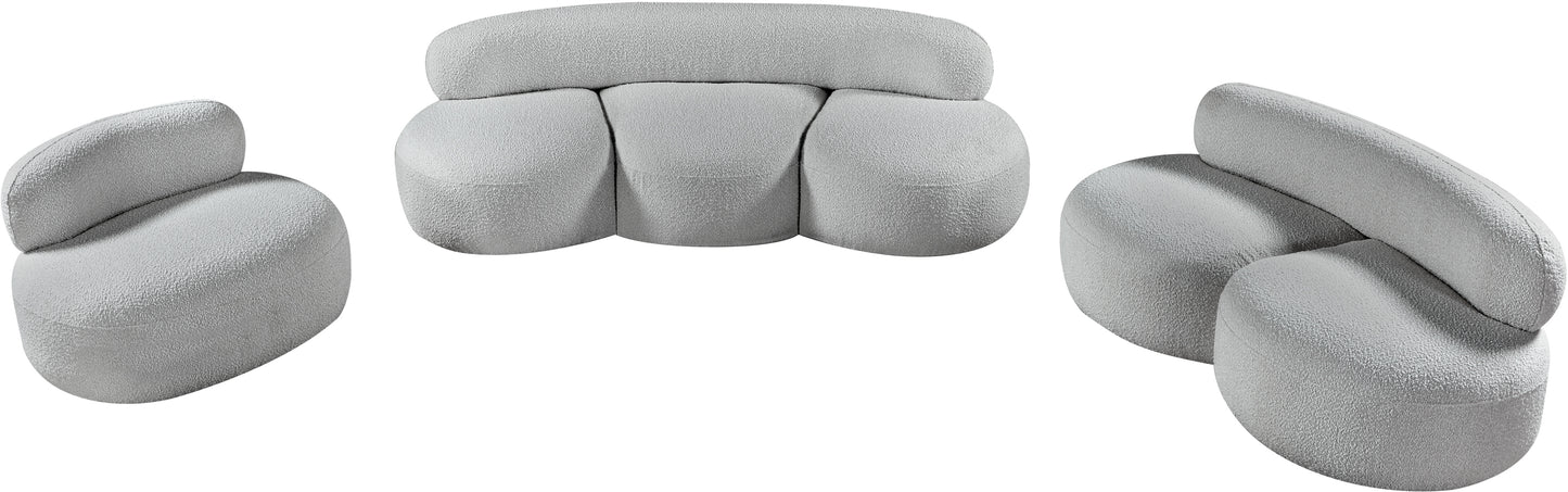 milan grey boucle fabric loveseat l