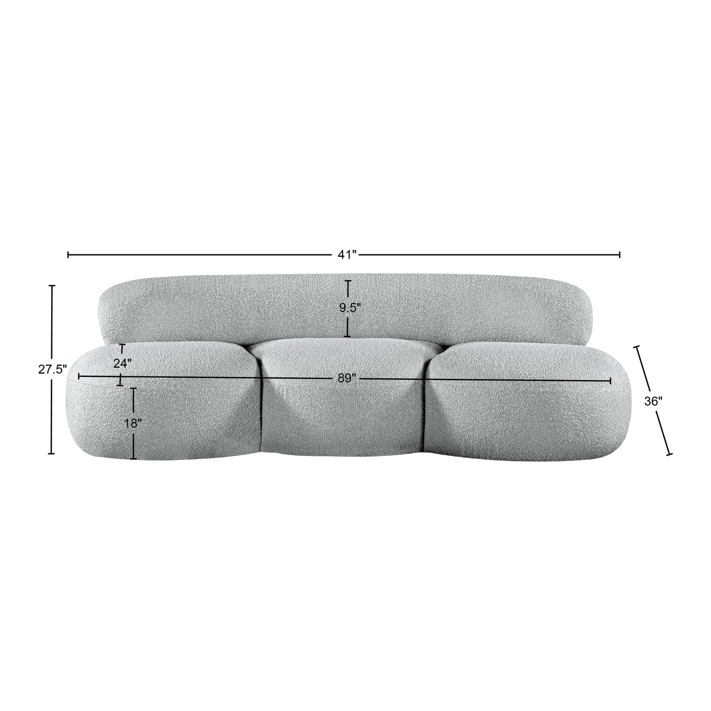 milan grey boucle fabric sofa s