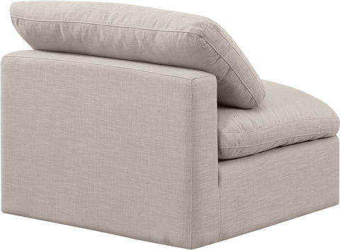 Luxus Beige Linen Textured Fabric Armless Chair Armless