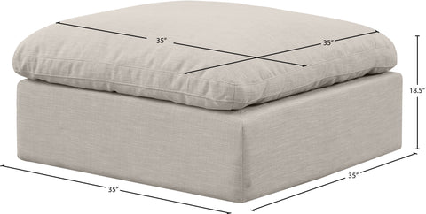 Luxus Beige Linen Textured Fabric Ottoman Ott