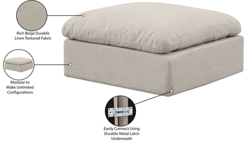 Luxus Beige Linen Textured Fabric Ottoman Ott