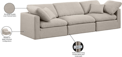 Luxus Beige Linen Textured Fabric Modular Sofa S105