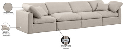 Luxus Beige Linen Textured Fabric Modular Sofa S140