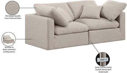 Luxus Beige Linen Textured Fabric Modular Sofa S70