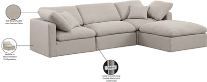 Luxus Beige Linen Textured Fabric Modular Sectional Sec4A