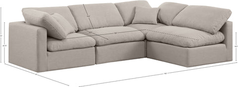 Luxus Beige Linen Textured Fabric Modular Sectional Sec4B