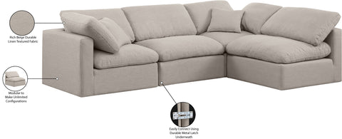 Luxus Beige Linen Textured Fabric Modular Sectional Sec4B