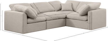 Luxus Beige Linen Textured Fabric Modular Sectional Sec4C