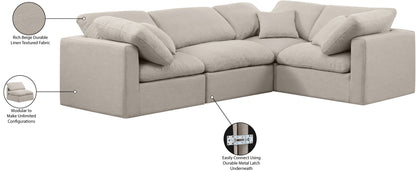 Luxus Beige Linen Textured Fabric Modular Sectional Sec4C