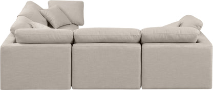 Luxus Beige Linen Textured Fabric Modular Sectional Sec4C