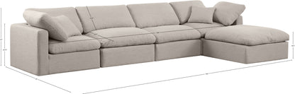 Luxus Beige Linen Textured Fabric Modular Sectional Sec5A