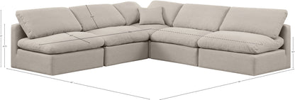 Luxus Beige Linen Textured Fabric Modular Sectional Sec5B