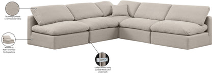 Luxus Beige Linen Textured Fabric Modular Sectional Sec5B