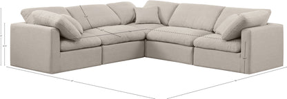 Luxus Beige Linen Textured Fabric Modular Sectional Sec5C