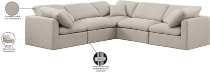 Luxus Beige Linen Textured Fabric Modular Sectional Sec5C