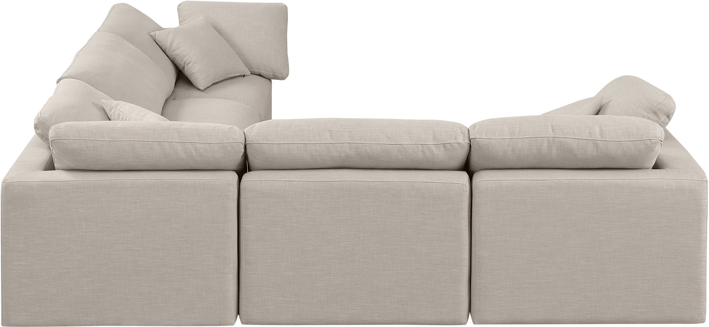 luxus beige linen textured fabric modular sectional sec5c