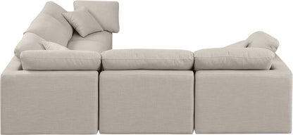 Luxus Beige Linen Textured Fabric Modular Sectional Sec5C