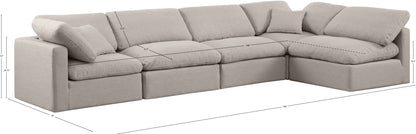 Luxus Beige Linen Textured Fabric Modular Sectional Sec5D