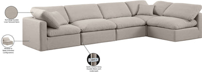 Luxus Beige Linen Textured Fabric Modular Sectional Sec5D