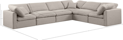 Luxus Beige Linen Textured Fabric Modular Sectional Sec6A