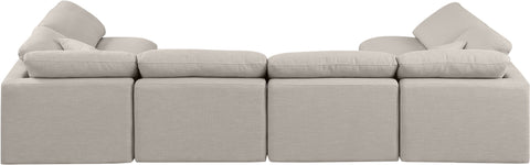 Sloane 140" Linen Textured Fabric Upholstered Sectional, 6-Piece (Style 3)