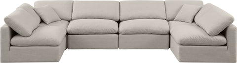 Sloane 140" Linen Textured Fabric Upholstered Sectional, 6-Piece (Style 3)